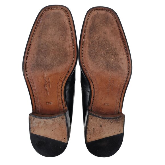 Mezlan Spain Men size 12 Black Leather Suede Dress Shoes Derby Oxfords Apron-toe - Picture 5 of 13